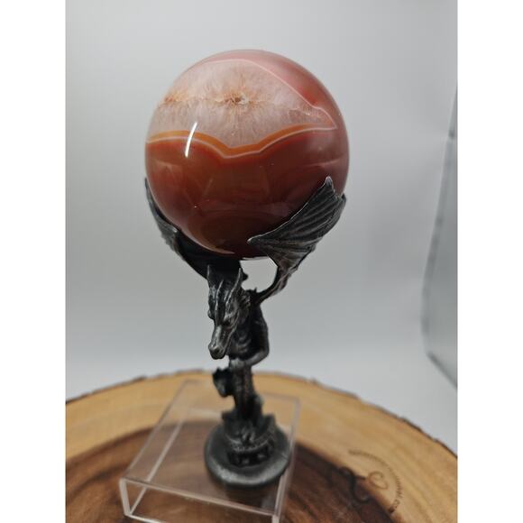 1.3lb 75mm Carnelian Quartz W/Dragon Stand - Picture 8 of 12